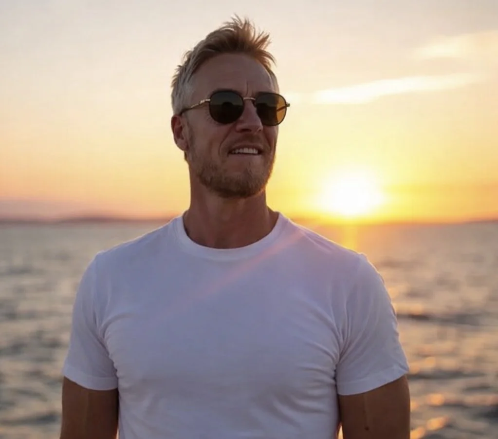 Darren at sunset on the water
